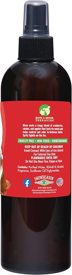 Bath & Brush Therapies® Merry Cranberry Pet Cologne 12.5 oz For Dogs | Long-Lasting Odor Eliminator | Cruelty-Free | Paraben-Free | Biodegradable | Made in The USA