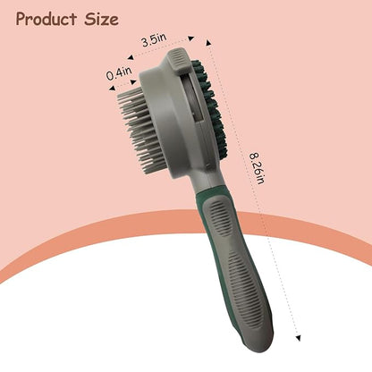 WishLotus Pet Brush, Double Sided Massaging Cat Hair Brush Retractable Self Cleaning Soft Pet Grooming Brush with Comfortable Handle for Grooming and Cleaning Pet Loose Hairs (Pink)