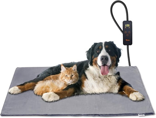 Toozey Pet Heating Pad, 6 Adjustable Temperature Dog Cat Heating Pad with Timer, Indoor Pet Heating Pads for Cats Dogs with Chew Resistant Cord, Electric Pads for Dogs Cats, Pet Heated Mat