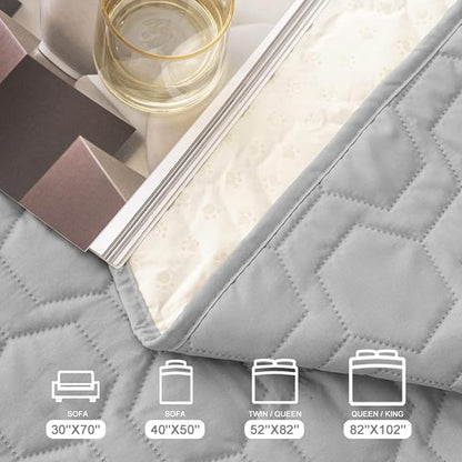 Waterproof and Non-Slip Dog Bed Cover and Pet Blanket Sofa Pet Bed Mat ，car Incontinence Mattress Protectors Furniture Couch Cover for Most Cats Dogs,Pets（52x82-Light Grey）