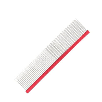 VINGVO Greyhound Comb for Dogs, Metal Dog Comb with Rounded Ends, 16cm/6.3in, Red