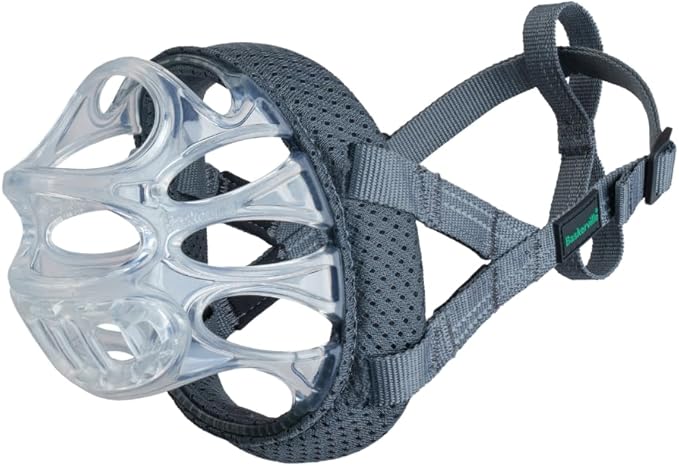 Baskerville INVISA Basket Dog Muzzle - Patented Humane Design with Facial Visibility, Padded Nose Band, Dog can Pant and Drink, Prevents Biting and Scavenging. Muzzle for Large Dogs (Size 6)