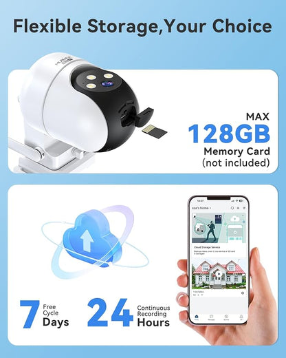 MUBVIEW 360° Security Cameras Wireless Outdoor,24/7 Wired Outdoor Camera for Home Security,Motion Tracking,5G/2.4G WiFi security camera,Night Vision,2-Way Talk, IP66,AI Detection,Local & Cloud Storage