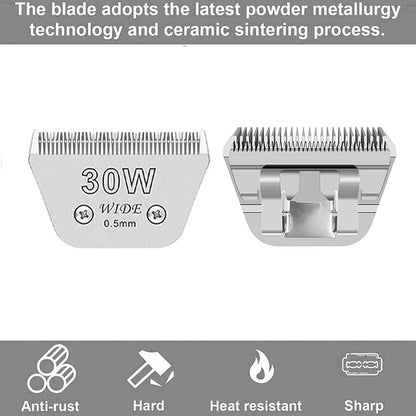 Wide Blades for Dog Grooming Blades Compatible with Andis,Oster A5,Wahl km10 Dog Clippers Stainless Steel Blades Blades for Animal Dog,Cat,Horse, (#30W(0.5mm)/2PCS)