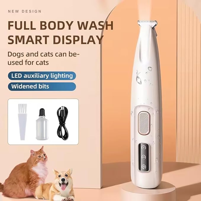 Dog Paw Trimmer with LED Light, 2025 Upgrade Petior Pet Paw Trimmer for Dogs, Pet Hair Clippers for Grooming Kit, LED Display, 35dB Safety Low Noise Pets Trimmers for Paws Eyes Ears Face Rump (1Set)