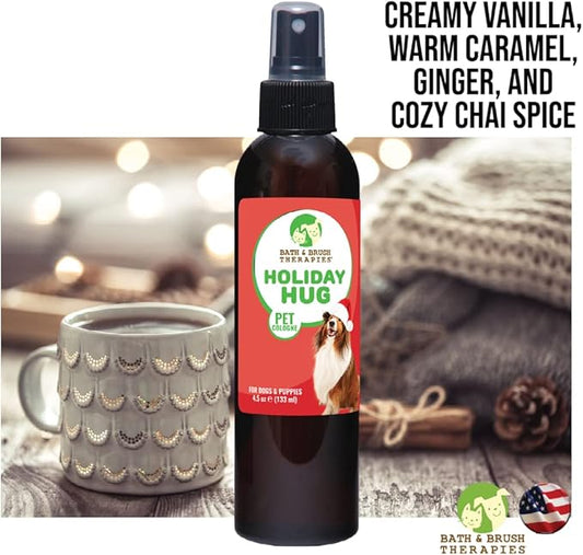 Bath & Brush Therapies Holiday Hug Pet Cologne 4.5 oz | Cruelty-Free | Odor Eliminator | Biodegradable and Non-Toxic | Made In The USA
