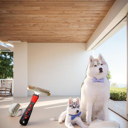 Dog comb Dog rake comb Double row raking does not hurt the skin massage Stainless steel Suitable for large cats and dogs