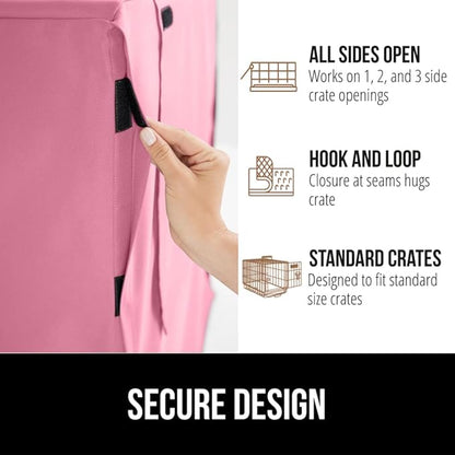 GORILLA GRIP Dog Crate Covers Compatible with Amazon Basics Dog Crates, All Sides Open, Privacy Cover Fits 42" Wire Kennel, Breathable Mesh Windows, Light Reducing Puppy Training Cage Topper, Pink