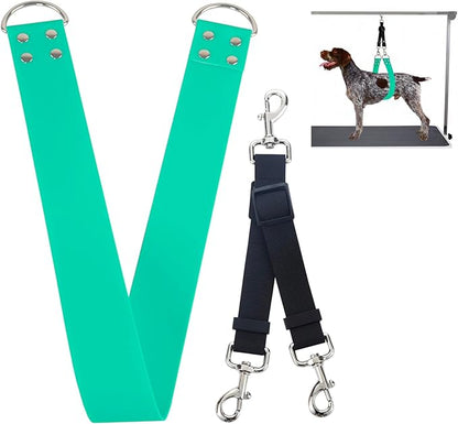 Dog Grooming Belly Band - Pet Grooming Belly Straps Groomer Belly Support 2" Wide Waterproof Strong PVC Dogs Loop with Adjustable Connector Groom Restraint for Pets Bathing Salon (Turquoise-Long)