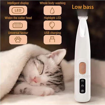 Dog Clipper Electric Paw Trimmer with LED Light - Waterproof, Rechargeable, Low Noise Pet Hair Shaver for Dogs and Cats(Equipped with Replacement blade2pcs) ﻿