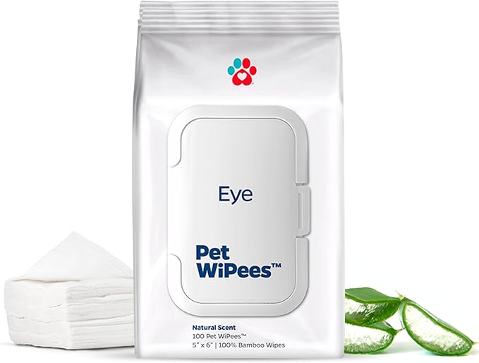 Eye Pet WiPees™ – 100 Gentle, All Natural Lick-Safe Eye Wipes for Dogs & Cats That Help Remove Tear Stains, Crust, Eye Boogers, & Irritants for Clean, Cuddly Comfortable Eyes