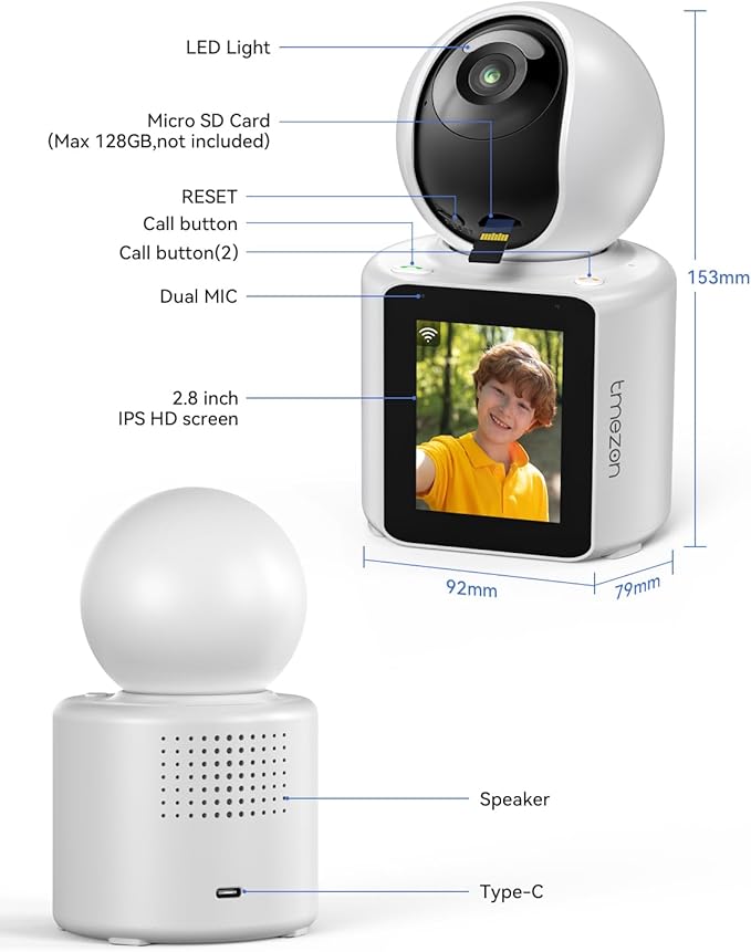 TMEZON Video Pet Dog Camera Indoor Two Way Wireless Security Camera Monitor 1080P with Phone app and Motion Detection,Baby/Elderly/Nanny Audio Calling Device Pan Tilt