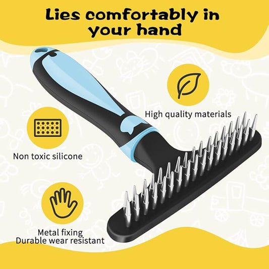 Pet Hair Remover, Portable Dog Cat Hair Remover Lint for Hairball, Fuzz, Carpet Restoration, Carpet Rake, Carpet Groomer Rake, Shag Rug Rake, Hair Cleaner Suitable for Rug and Carpet (Blue)