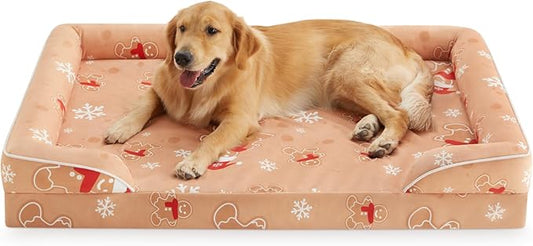 WNPETHOME Christmas Dog Beds for Extra Large Dogs, Orthopedic XLarge Dog Bed with Sides, Big Dog Couch Bed with Washable Removable Cover, Pet Bed Sofa with Non-Slip Foam for Sleeping