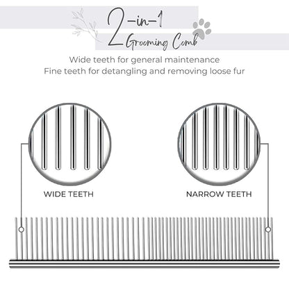 Flexzion Pet Grooming Comb Stainless Steel Cats Dogs Puppy Medium Animals Fur Trimmer Brush Accessory Tool With Smooth Teeth Needle Durable Lightweight -40Mm 1 Medium (40mm)