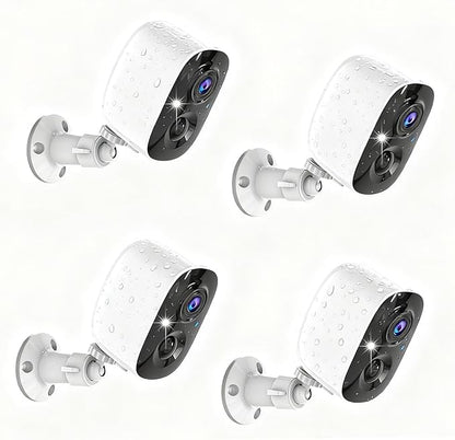Wireless Security Cameras Outdoor/Indoor,2K UHD WiFi Smart Security Camera,Battery Powered,Motion Detection, 2-Way Audio,Color Night Vision,Weatherproof,Cloud/SD Storage for Home Security,4 Pack