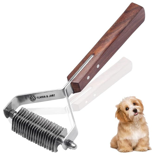 Flamia & Jabz Undercoat Rake for Dogs & Cats, Dematting Grooming Stripper Tool (20 Blades)