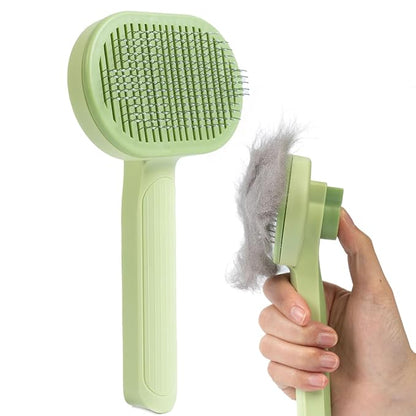 Self-Cleaning Slicker Brush for Dogs & Cats - Gentle Deshedding Grooming Tool for Long and Short Hair Pets, Removes Loose Fur, Undercoat, and Tangles
