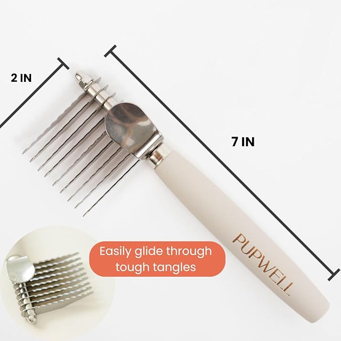 Dematting Fur Steel Rake and Detangling Comb Tool for Dematting and Untangling Matted or Knotted Hair