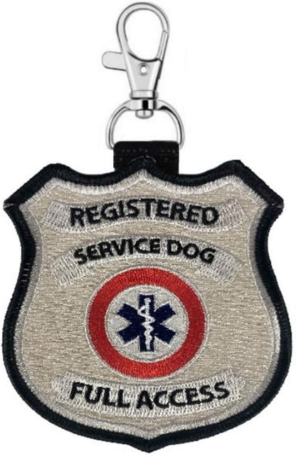 “Registered Service Dog” Identification Patch Tag | Clips on Service Dog Vest, Harness, Collar, Leash or Carrier | Includes Five Service Dog Handout Cards