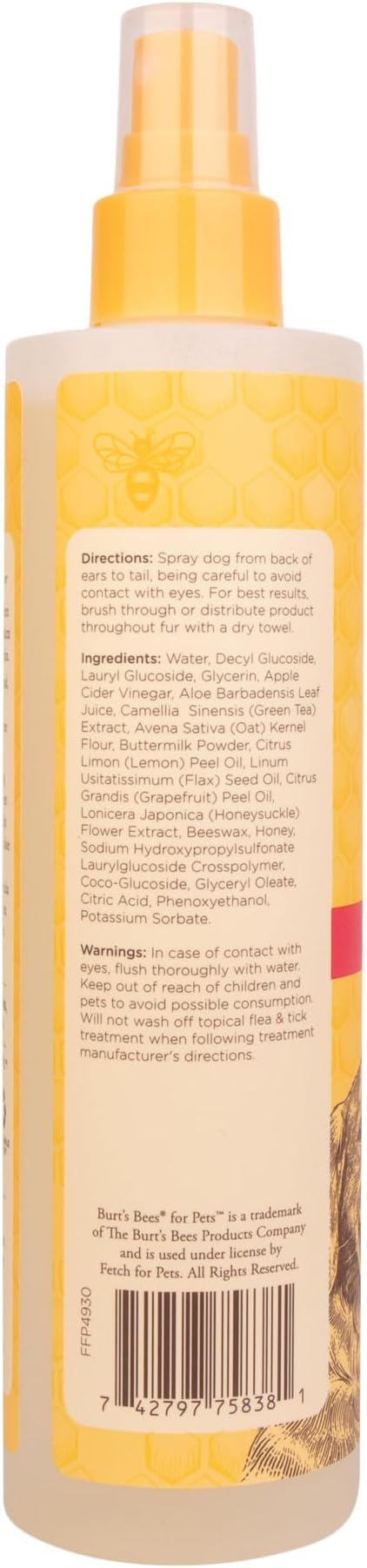 Burt's Bees for Pets Hot Spot Spray with Apple Cider Vinegar and Aloe Vera, 6pk, 95% Natural Origin Formulas, Dog Spray for Itchy Dogs, Dog Spray Itchy Skin Relief, 6pk 10oz