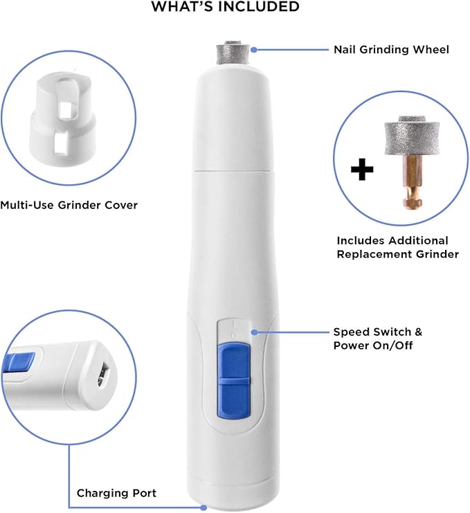 Home Zone Pet Electric Grinder Nail Trimmer, White