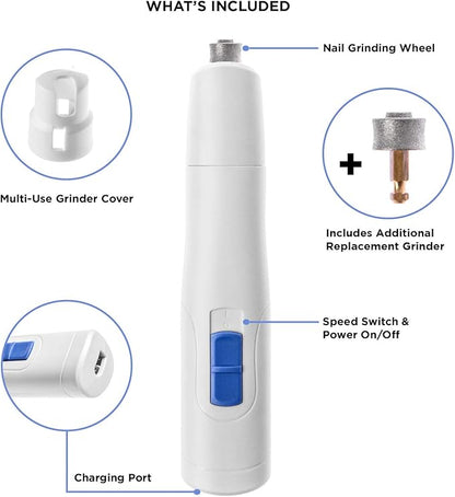 Home Zone Pet Electric Grinder Nail Trimmer, White