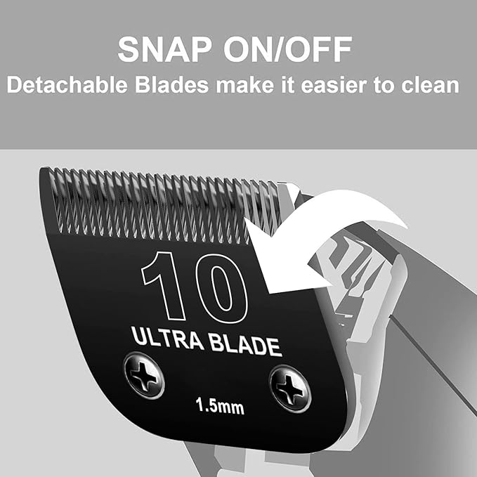 Detachable Pet Dog Grooming Blades of Stainless Steel,Compatible with Andi-s,Oster-A5,Wahl KM-10 Series, 10+30+40+7FC+5FC+4F+3-3/4FC（7 counts）