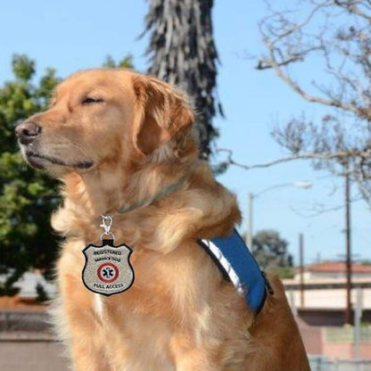 “Registered Service Dog” Identification Patch Tag | Clips on Service Dog Vest, Harness, Collar, Leash or Carrier | Includes Five Service Dog Handout Cards