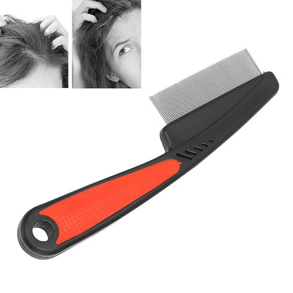 Fine Tooth Comb, Stainless Steel High Strength Teeth Hair Combs No Slip Grip Handle Brush Pet Tear Remover Combs Fine Tooth Dandruff Remove Comb Grooming Tool