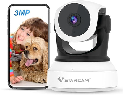 VSTARCAM Indoor Security Camera, 2K with 360° Rotation, Human/Motion Detection with Auto Tracking, 2-Way Audio & DIY Voice, 2.4GHz WiFi Wireless, Cloud & SD Card Storage(up to 256GB)