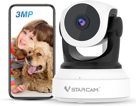 VSTARCAM Indoor Security Camera, 2K with 360° Rotation, Human/Motion Detection with Auto Tracking, 2-Way Audio & DIY Voice, 2.4GHz WiFi Wireless, Cloud & SD Card Storage(up to 256GB)