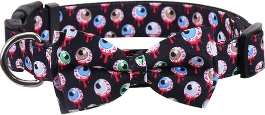 Halloween Dog Collar with Removable Cute Bow Tie Adjustable Pet Collars