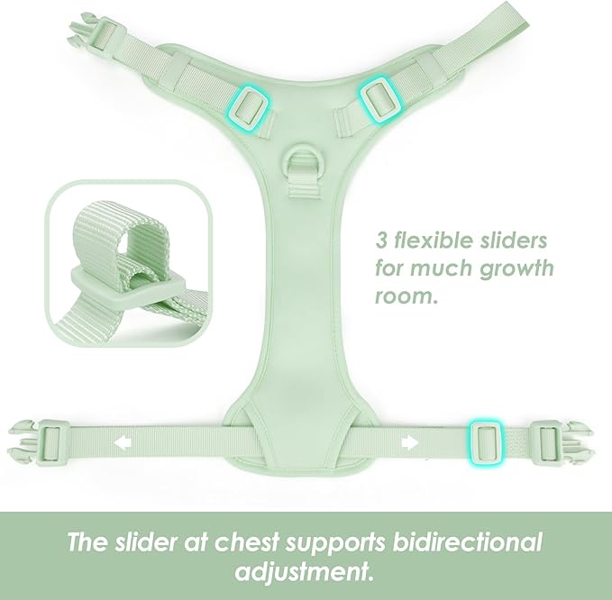 No Pull Dog Harness, Puppy Vest with Front Clip for Small Medium Large Sized Dog(Light Green,S)