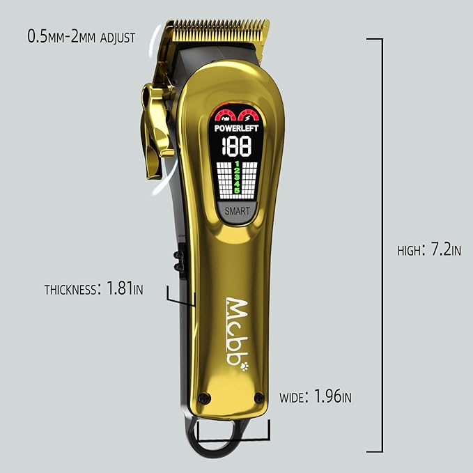 Dog Clippers - 5-Mode Heavy-Duty Grooming Kit With LED Display, Rechargeable, Auxiliary Light, Low Noise, Cordless Pet Tool
