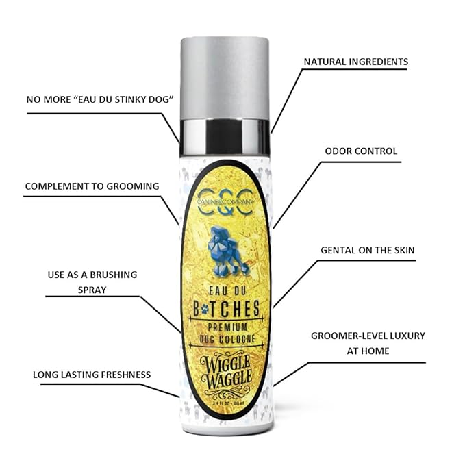 Eau Du Btches - Wiggle Waggle Premium Dog Cologne, 3.4 fl oz - All-Natural & Alcohol-Free - Luxury Long Lasting Scent