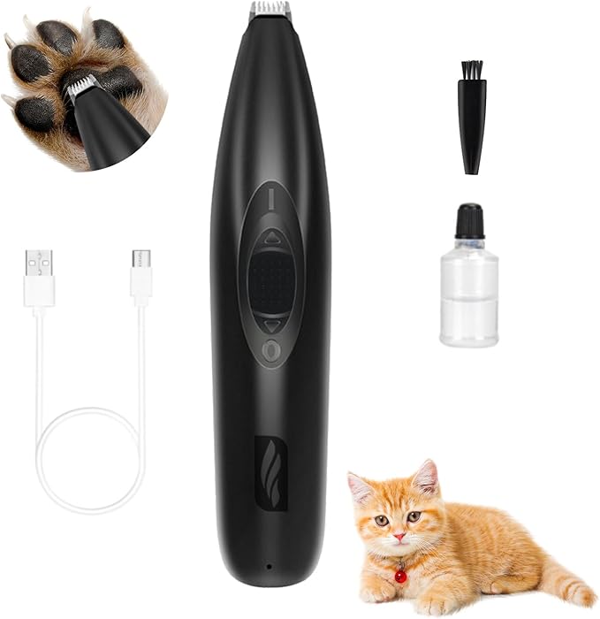 Dog Clippers for Grooming, Low Noise Cordless Dog Paw Trimmer, Rechargeable Small Pet Hair Trimmer for Grooming (Black)