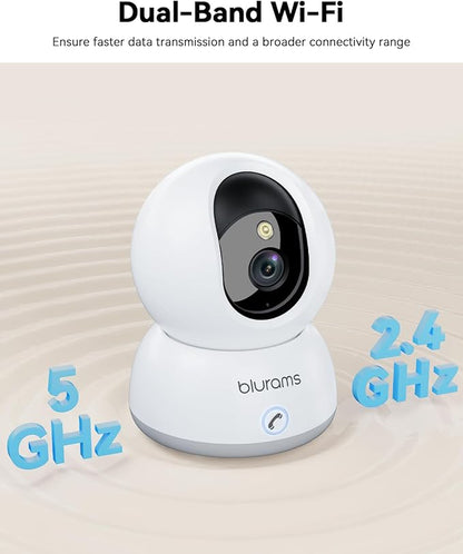 blurams 2K Indoor Camera, Cameras for Home Security with One-Touch Call, Home Camera w/Color Night Vision, Motion Tracking, Cloud & SD Card Storage (2Pack)