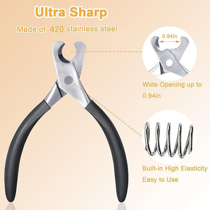 Large Dog Nail Clippers and File Set for Thick Nails Heavy Duty 420 Stainless Steel Grooming Kit, Anti-Slip Handle &PU Leather Case –Safe Trimming for Giant Breeds