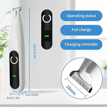 Upgraded Dog Paw Trimmer with LED Light, Low Noise Cat Clipper for Grooming, 18mm Widen Blade Digital Display Pet Paw Trimmer for Paws, Ears, Face, Waterproof Rechargeable Paws Clipper for Dog Cat