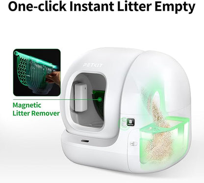 PETKIT 2025 Upgraded Automatic Cat Litter Box 2-Way Odor Remover & 20 Trash Bags,App Control Smart Robot with Anti-Scratch Inner Mat, Self-Cleaning Cat Litter Box True Integration & Structure Safety