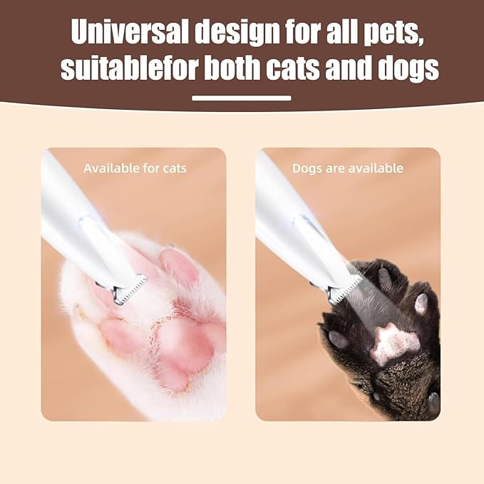 Dog Clipper Electric Paw Trimmer with LED Light - Waterproof, Rechargeable, Low Noise Pet Hair Shaver for Dogs and Cats(Equipped with Replacement blade2pcs) ﻿