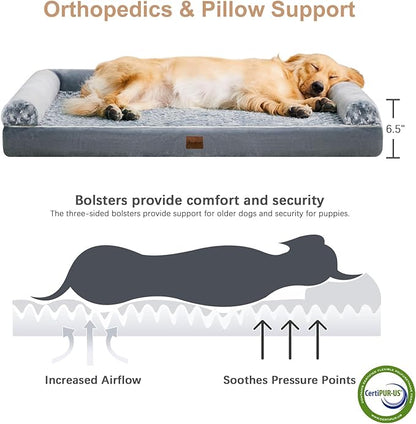BFPETHOME Dog Beds Dogs, Orthopedic Dog Bed for Dogs,Big Waterproof Couch Pet Bed with Removable Washable Cover