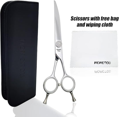 Professional Curved Dog Grooming Scissors with Simulation Diamond 440C Stainless Steel Polished Pet Cat Hair Cutting Shears for Groomers and Home users 7''