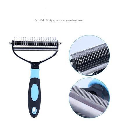 Dog Brush for Shedding,Professional Pet Grooming Tool,2 in 1 Dematting Comb & Undercoat Rake for Long Haired Dogs,Mats & Tangles Removing,Deshedding Tool for Long Haired Cats (large, blue)
