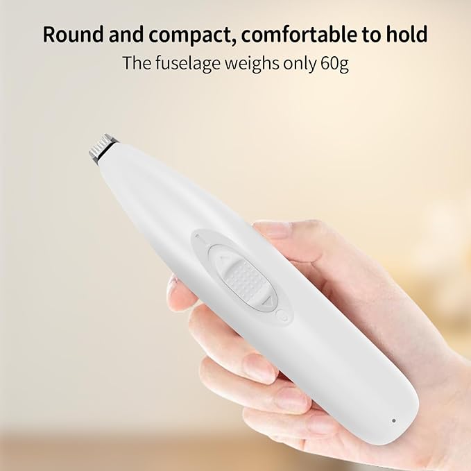 Dog Clippers for Grooming, Low Noise Cordless Dog Paw Trimmer, Rechargeable Small Pet Hair Trimmer for Grooming (White)