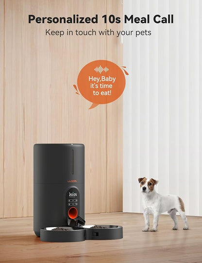 WOPET Automatic Cat Feeders 2 Cats, (𝟮𝟬𝟮5 𝗨𝗽𝗴𝗿𝗮𝗱𝗲) Timed Cat Food Dispenser with Stainless Steel Bowl, Programmable 1-6 Meals Control, Dual Power Supply Auto Pet Feeder for Cats and Dogs