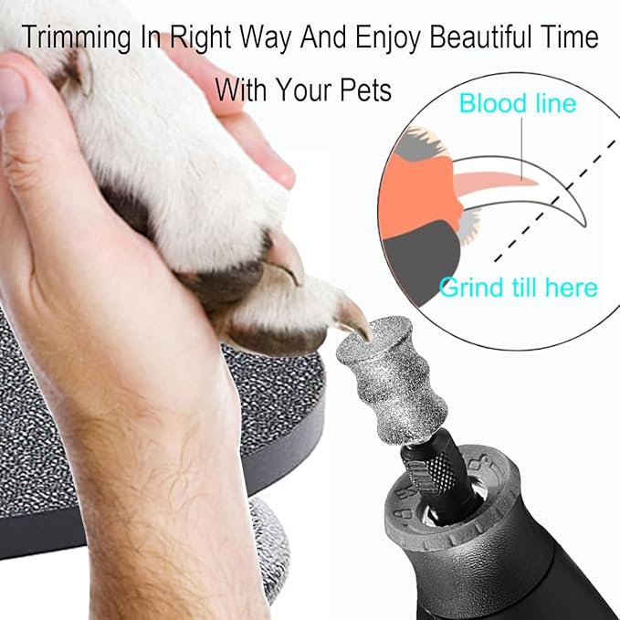 Diamond Rotary Grinder Bits for Dog - Pet Nail Grinder Attachment - 1/8" Replacement Grinder Wheel for Dremel - Pet Nail File & Clippers for Medium Large Dogs (XL)