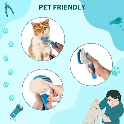Self Cleaning Slicker Brush, Pet Grooming Shedding Brush for Dogs and Cats - Easy to Remove Loose Undercoat, Pet Massaging Tool Suitable for Pets with Long or Short Hair Color May Vary