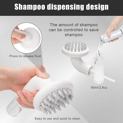 Dog Bath Brush, 3 in 1 Silicone Dog Scrubber for Bath Dog Shampoo Dispenser Brush with 36 Cleaning Brush Heads Pet Beauty Massage Washing Brush for Dogs Short Long Hair, 7.87x3.54in